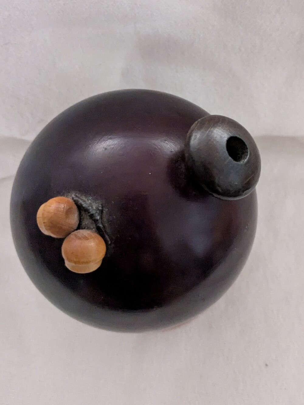 Wooden Mushroom House Figurine in Brown and Tan - Picture 2 of 8